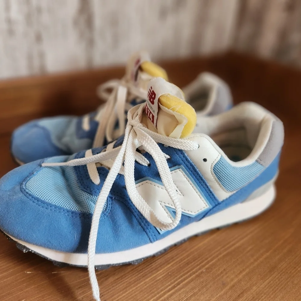 New Balance 574 Big Kids' Shoes Blue-White Classic Style Sneaker